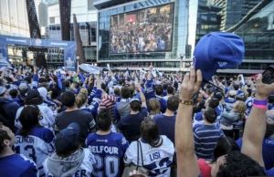 Thousands of Leafs fans gathered in Maple Leafs Square for the first home playoff game in nine years.